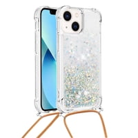 Funda Foxdock Para Iphone 14 Con Cuerda Ajustable, Brillo Líquido, Protección Antigolpes Y Lente – Ideal Para Regalo