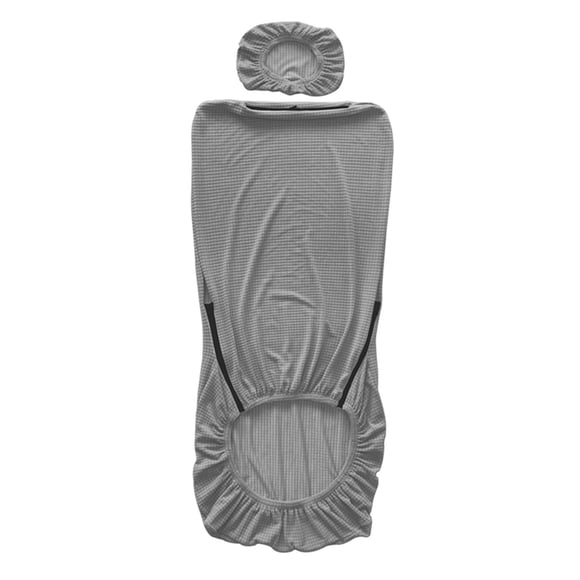 Funda extraíble para silla de oficina con funda para reposacabezas, cómoda, resistente al agua, con cremalleras duraderas, ergonómica para silla de or , Gris-plata