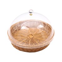 Magideal - Cesta De Pan Tejida Con Tapa, Cesta De Frutas Tejida, Soporte De Exhibición De Alimentos, Cesta De Mimbre De Imitación Para Fiesta, Cocina, Hogar, Cam 35Cmx22Cm