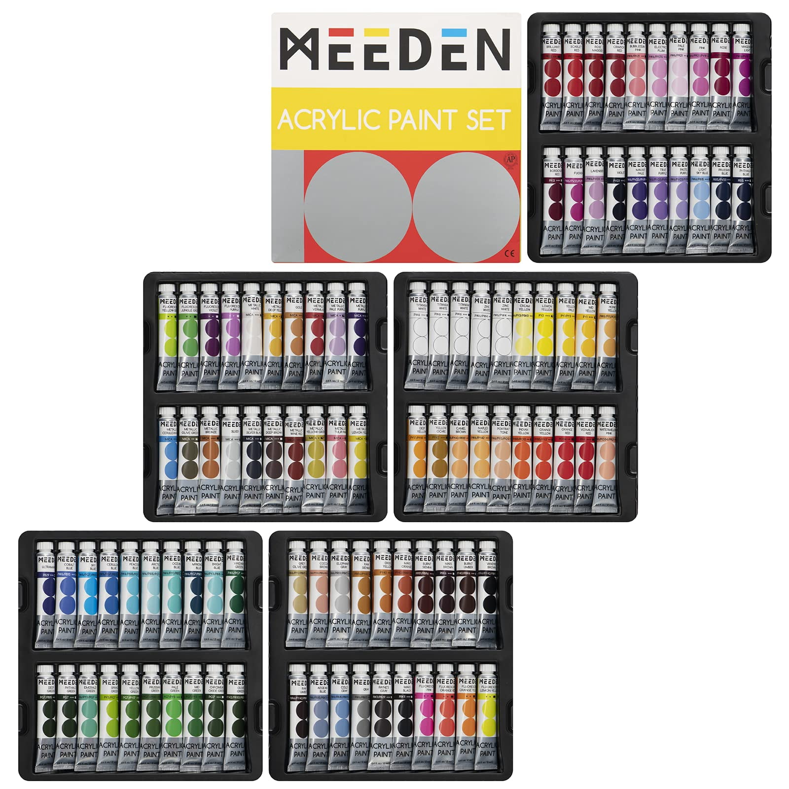 Set De Pintura Acrílica Meeden Heavy Body, 100 Colores, Tubos De 12 Ml