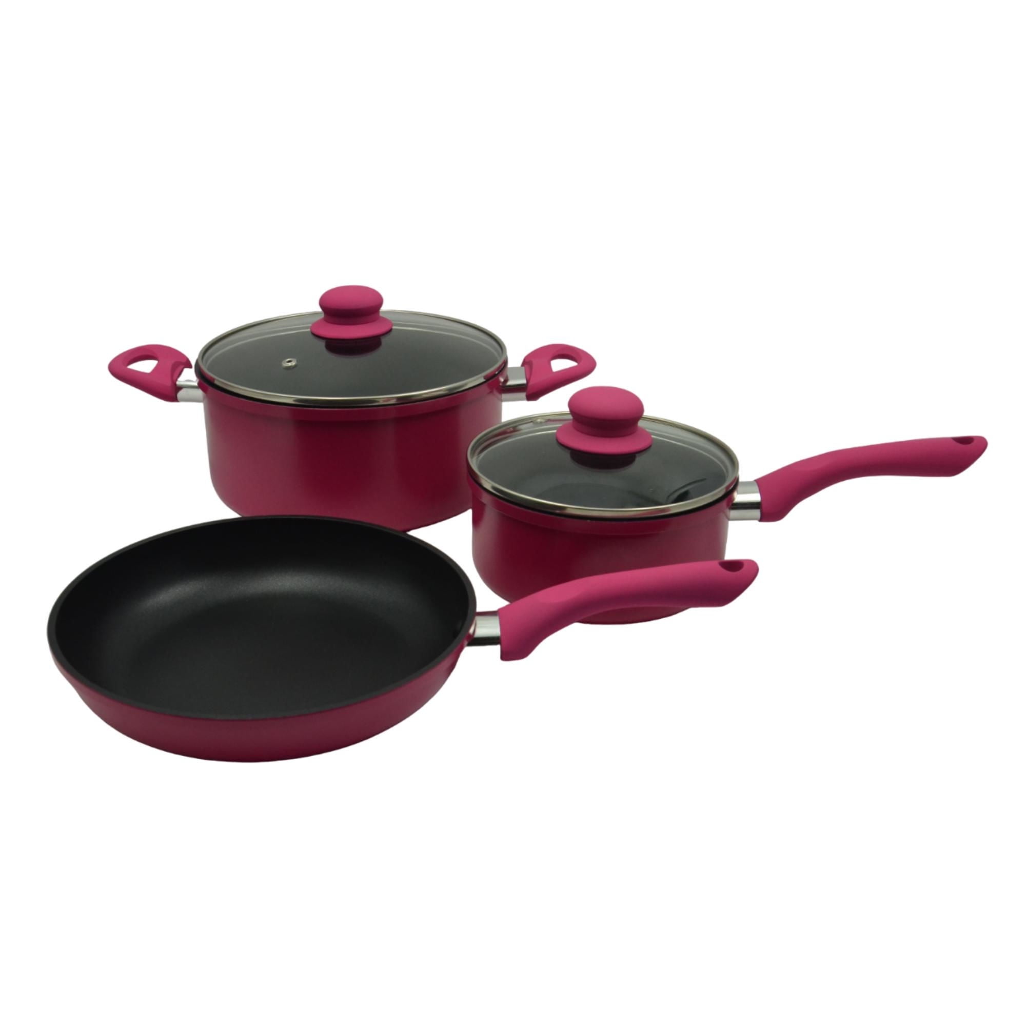 Haus - Batería De Cocina 5 Piezas Hpi Yb23-0502-A Aluminio Rojo