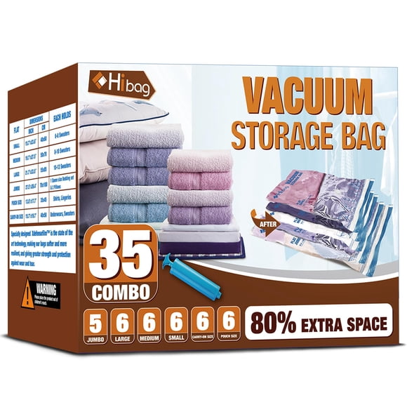 Bolsas de almacenamiento al vacío HIBAG Space Saver, paquete de 35 unidades, para ropa