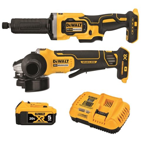 Juego De Herramientas Dewalt Dck203P1 20V Max: Amoladora Angular Y Rectificadora