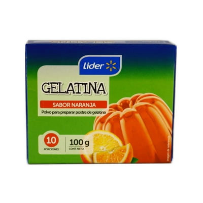 Gelatina Sabor Naranja Caja 100 G Lider