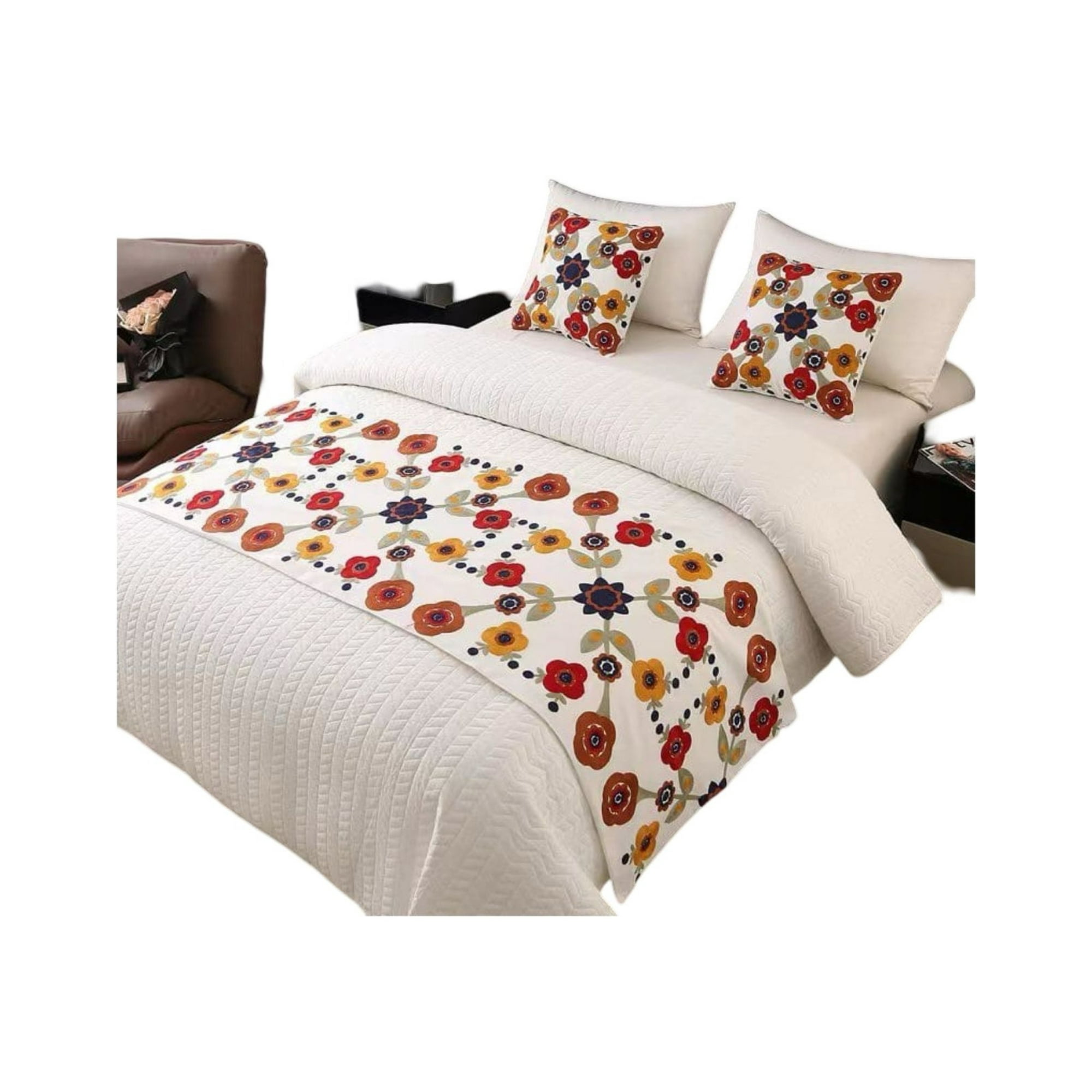 Genérico - Piecera Bordada Para Cama - Sin Fundas De Cojín D10