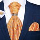 thumbnail image 3 of Corbatas Seda Ascot Pañuelo + Anillo Plateado Paño Colleras naranja Talla Única, 3 of 5