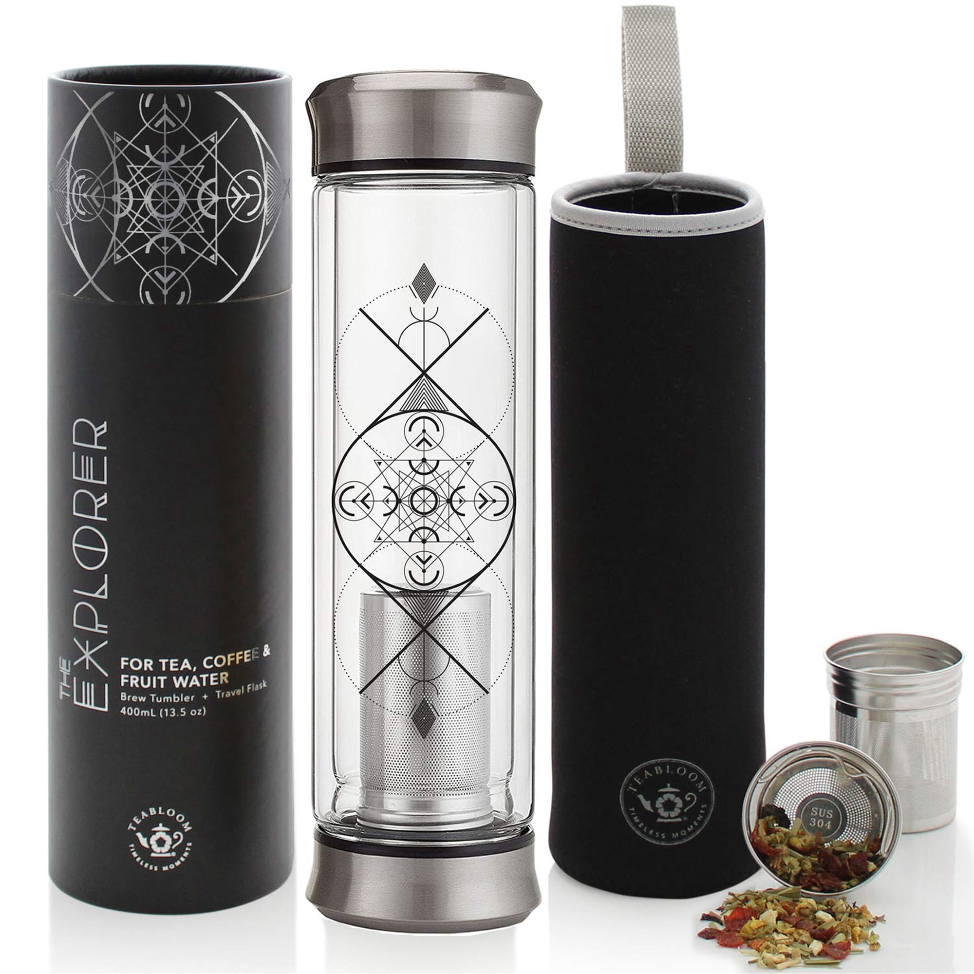 Termo De Vidrio Thermos Teabloom Explorer De Doble Pared De 400 Ml