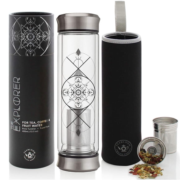 Termo de vidrio Thermos Teabloom Explorer de doble pared de 400 ml