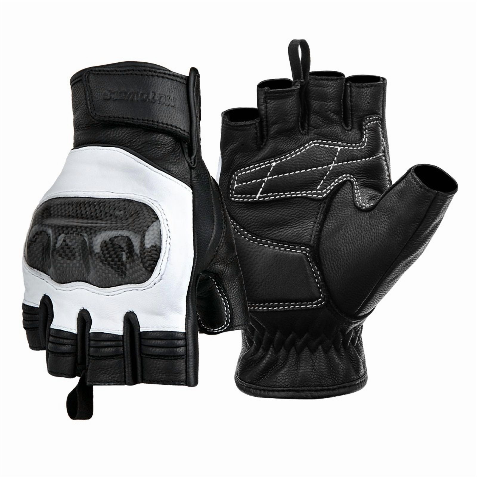 Guantes De Cuero Medio Dedo Para Motociclismo Motowolf 0334b
