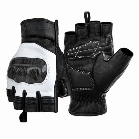 Guantes De Cuero Medio Dedo Para Motociclismo Motowolf 0334B