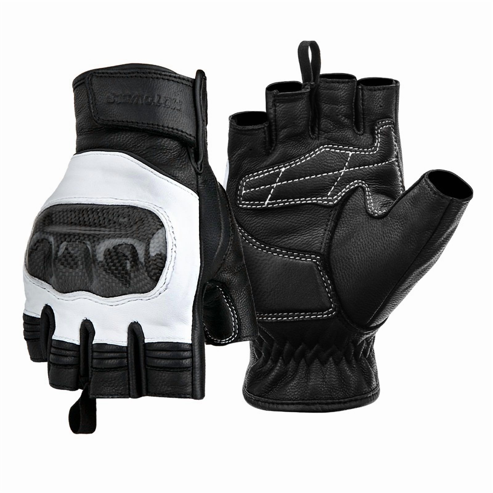 Guantes De Cuero Medio Dedo Para Motociclismo Motowolf 0334B