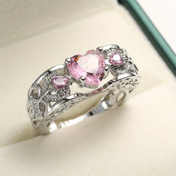 Romantic Cute Heart-Shaped Decor Wedding Ring, Proposal Finger Ring, Exquisite Men's Accessory Jewelry Ornament For Daily Wear For Banquet Party Holiday Birthday Anniversary Gift