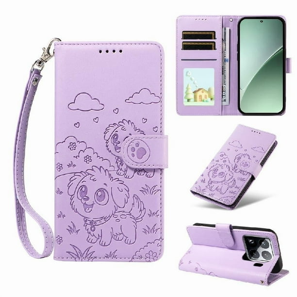 Funda Billetera FOXDOCK Compatible con Xiaomi 15 Pro, Diseño Perrito Tierno, Ranuras para Tarjetas y Soporte Plegable
