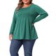 thumbnail image 4 of Agnes Orinda Conjuntos de Halloween para Mujeres Camiseta de Talla Grande Cuello Redondo Plisado de Manga Larga Blusa Suave Casual Túnica 3X Verde, 4 of 6