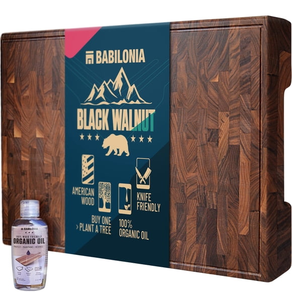 Tabla de cortar Babilonia de nogal negro 50 x 31 x 4,3 cm, gruesa