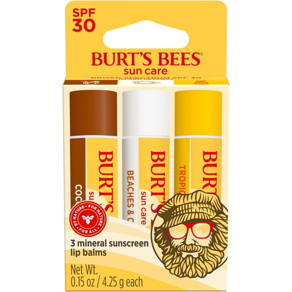 Bálsamo labial Burt's Bees Island Getaway Sun Care SPF 30 (paquete de 3)