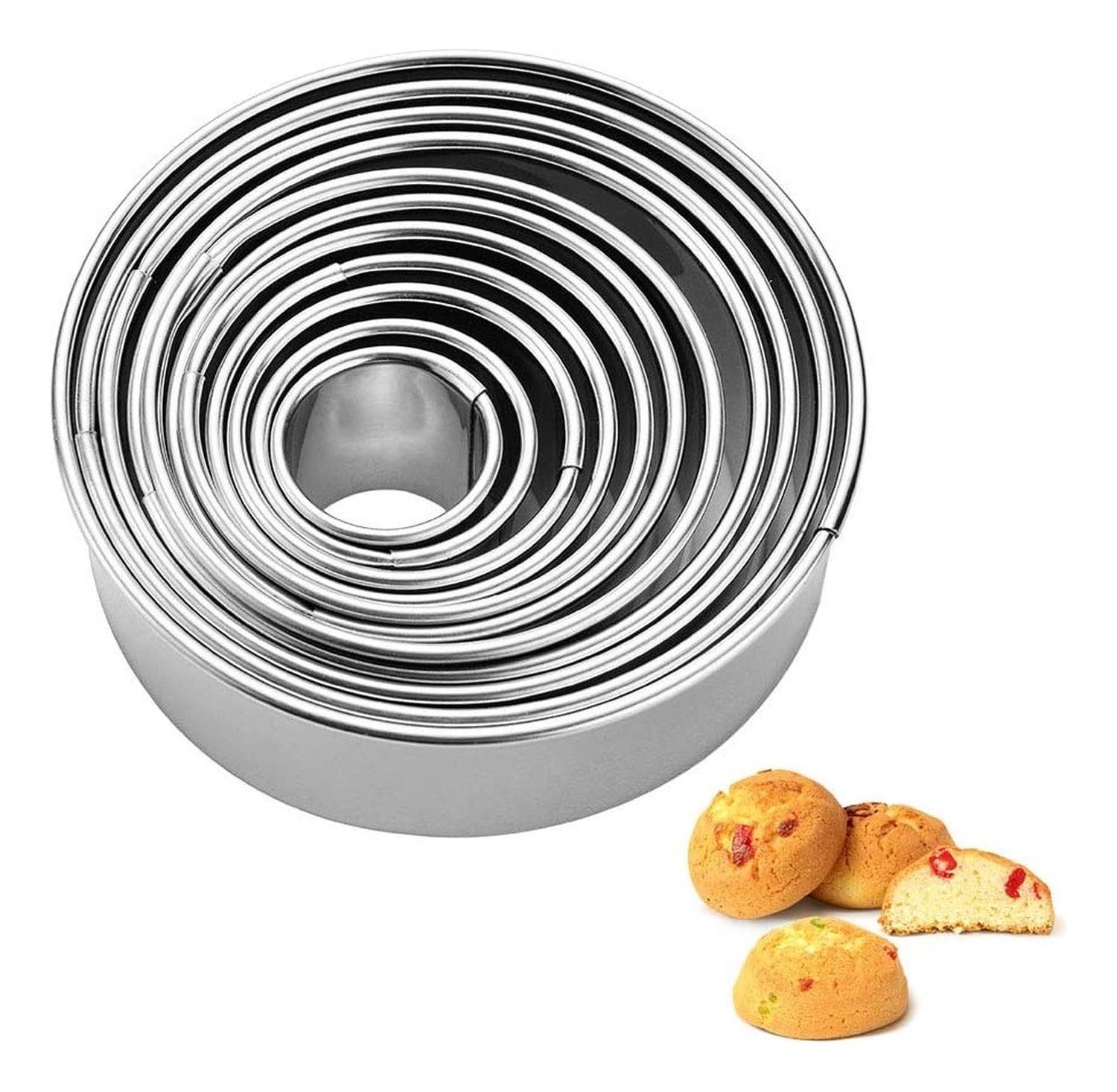 Pasteleriuscl - 14 Moldes Galletas Circulo Molde De Galleta Cortador Galleta Plateado