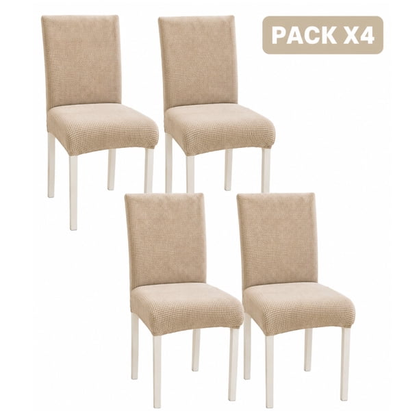 Packx4 De Fundas Para Silla Elástica Ajustable Texturizada Beige
