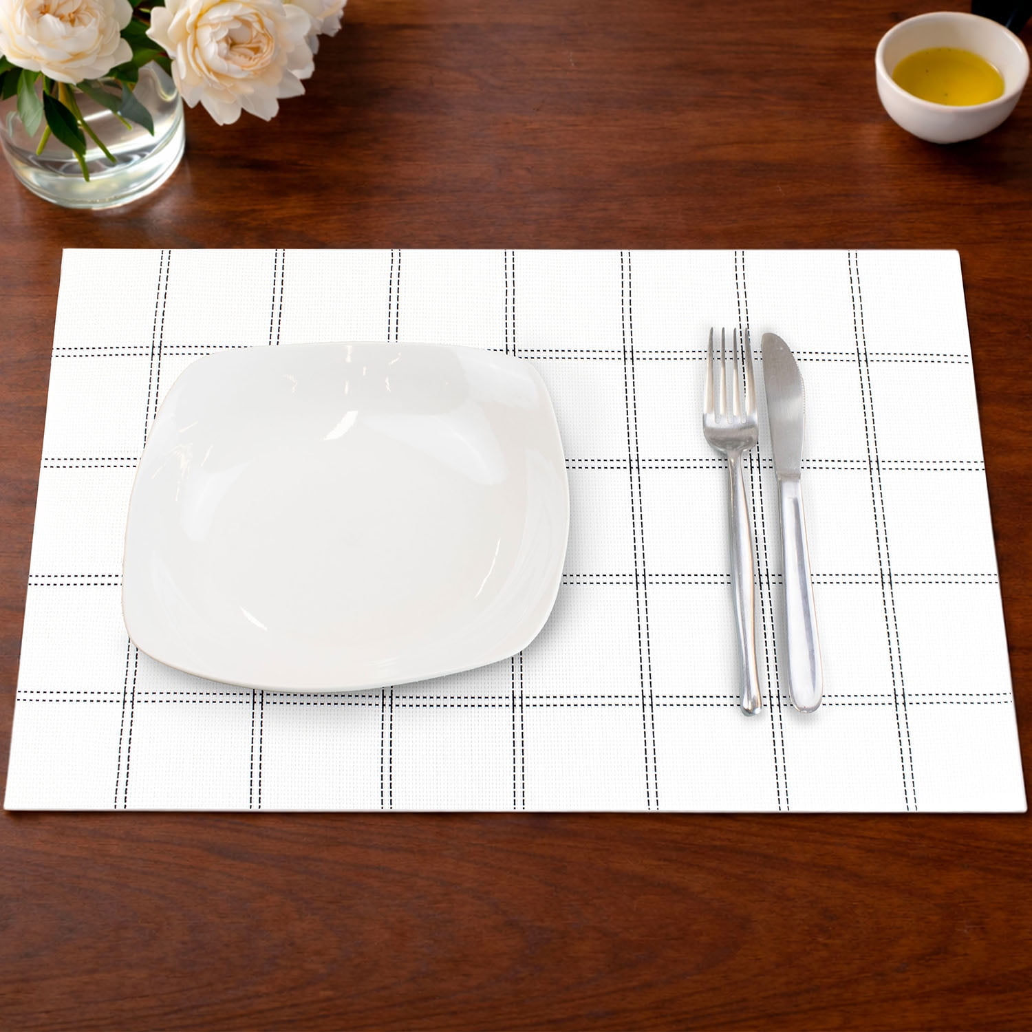 Pack 4 Individuales De Mesa Nautica Home 45x30cm Blanco A Cuadros