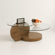 thumbnail image 1 of Mesa de Centro DuoGlass con Bases de Madera y Superficie de Vidrio, 1 of 7