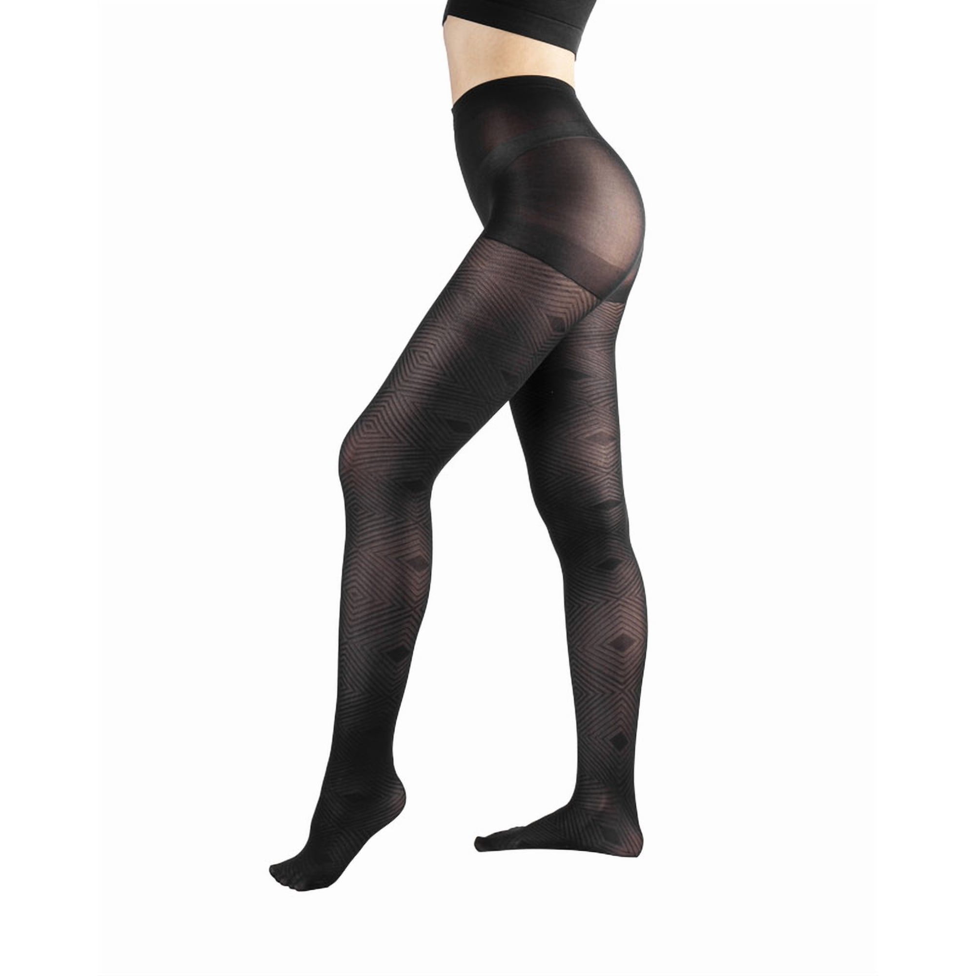 Ingesa - Panty Negra 70 Denier Diseño 8 Geométrico L-xl Negro