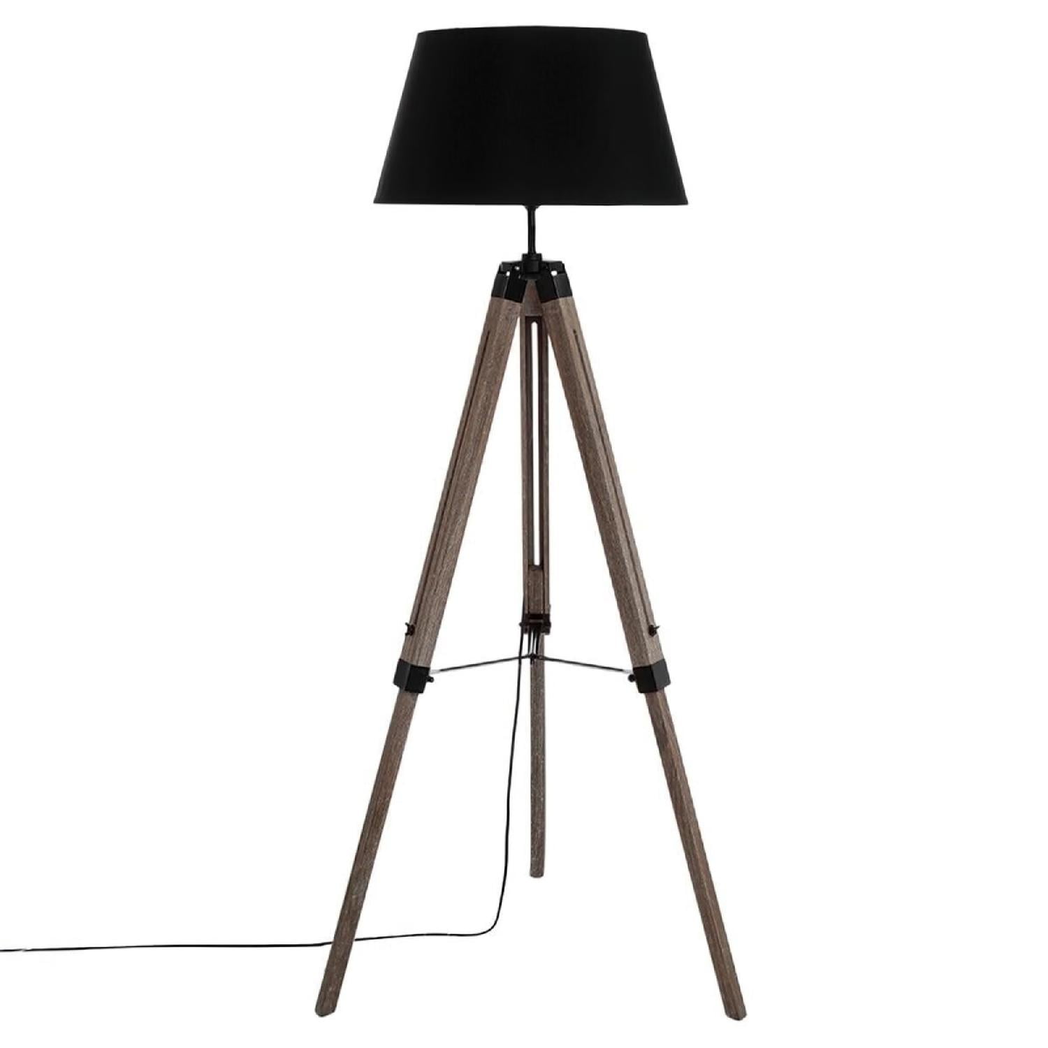 Lámpara De Pie Trípode Rodo Madera Negra 145 Cm Atmosphera