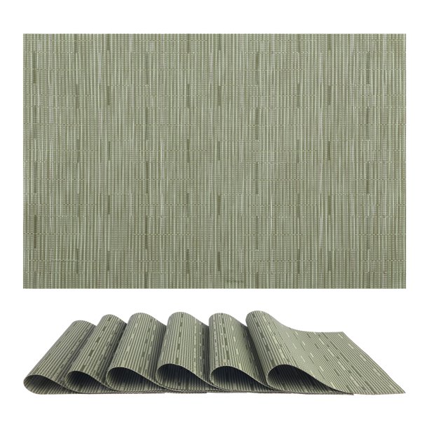 REGALWOVEN Juego de 6 Manteles Individuales para Decoración de Mesa de Cocina Lavables Manteles Limpiables Verde 18*12 Pulgadas
