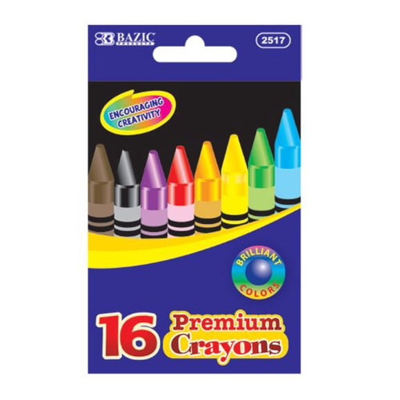 Crayon BAZIC, caja de 24 unidades, 16 colores, de primera calidad