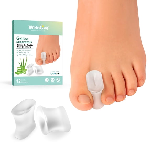 Separadores de dedos de gel Welnove, paquete de 12 unidades, para hombres/mujeres