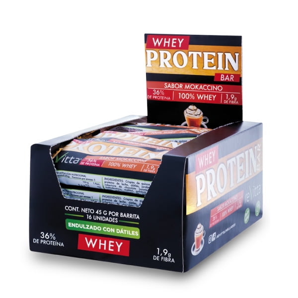 Revitta Wellness - 16 Barritas Proteína Whey Protein Bar Mokaccino 45 Grs.