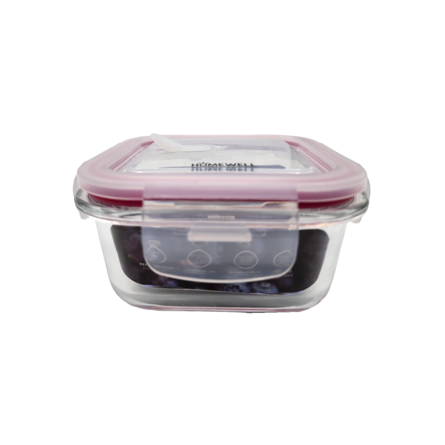 Homewell - Contenedor Hermetico Vidrio Cuadrado 390ml
