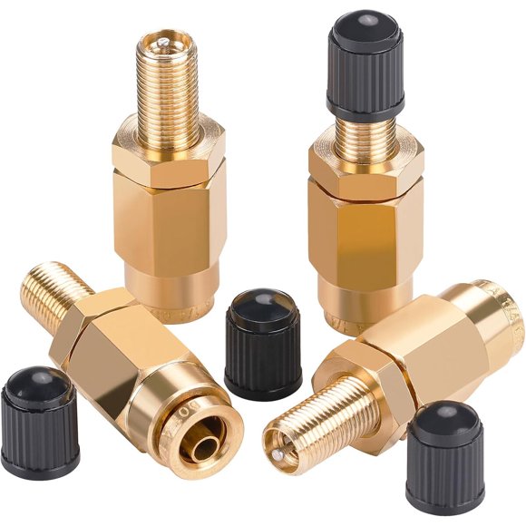 CheeMuii 4 piezas: válvulas Schrader DOT de latón de 1/4" con conexión rápida