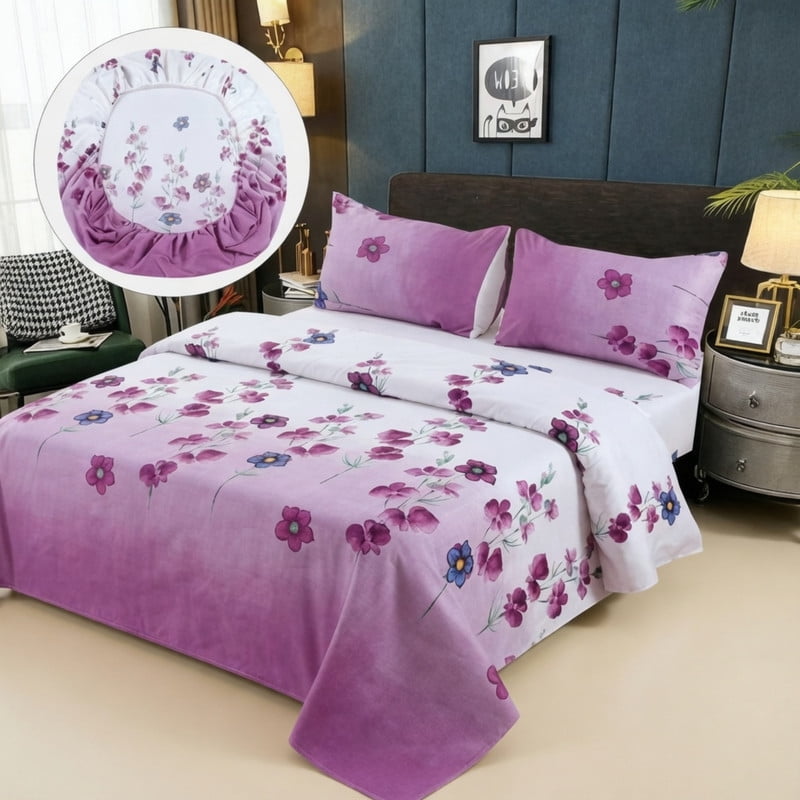 Genérico - Juego De Sabanas 100% Algodón King + 1 Funda Para Almohada 50x70cm