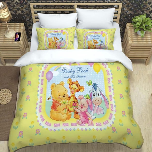 x1934 Bed Sheetsthe Pooh Pattern Quilt Cover Pillowcase Two or Three Piece Multi Size Duvet Cover Bedding Sets Christmas Gift 3-Piece Bedding Set (1 Duvet Cover + 2 Pillow Shams) nj1934