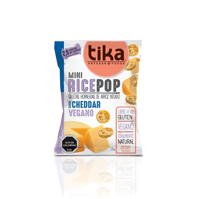 Mini Rice Pop Cheddar Vegano 15 g Tika