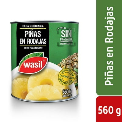 Piñas En Rodajas Tarro Drenado 340 G - Neto 560 G Wasil