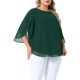 thumbnail image 4 of Agnes Orinda Blusas Casuales de Verano Fluidas con Cuello Redondo y Mangas de Pétalo 3/4 para Mujer de Talla Grande, Talla 3X, Verde Oscuro, 4 of 8