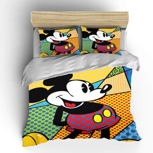 Mickey bedding set cartoon 3-piece children's bedding set suitable for bedroom decoration set Feather duvet cover gift Bed Sheets