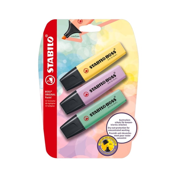 Destacador stabilo boss colores pastel 3 un