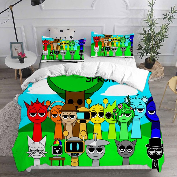 Bed SheetsNew Game Sprunki Bedding Sets Bed Cover Comforter Duvet Cover Pillow Case - Pieces Sets Kids Adult Bedroom Decoration 3-Piece
