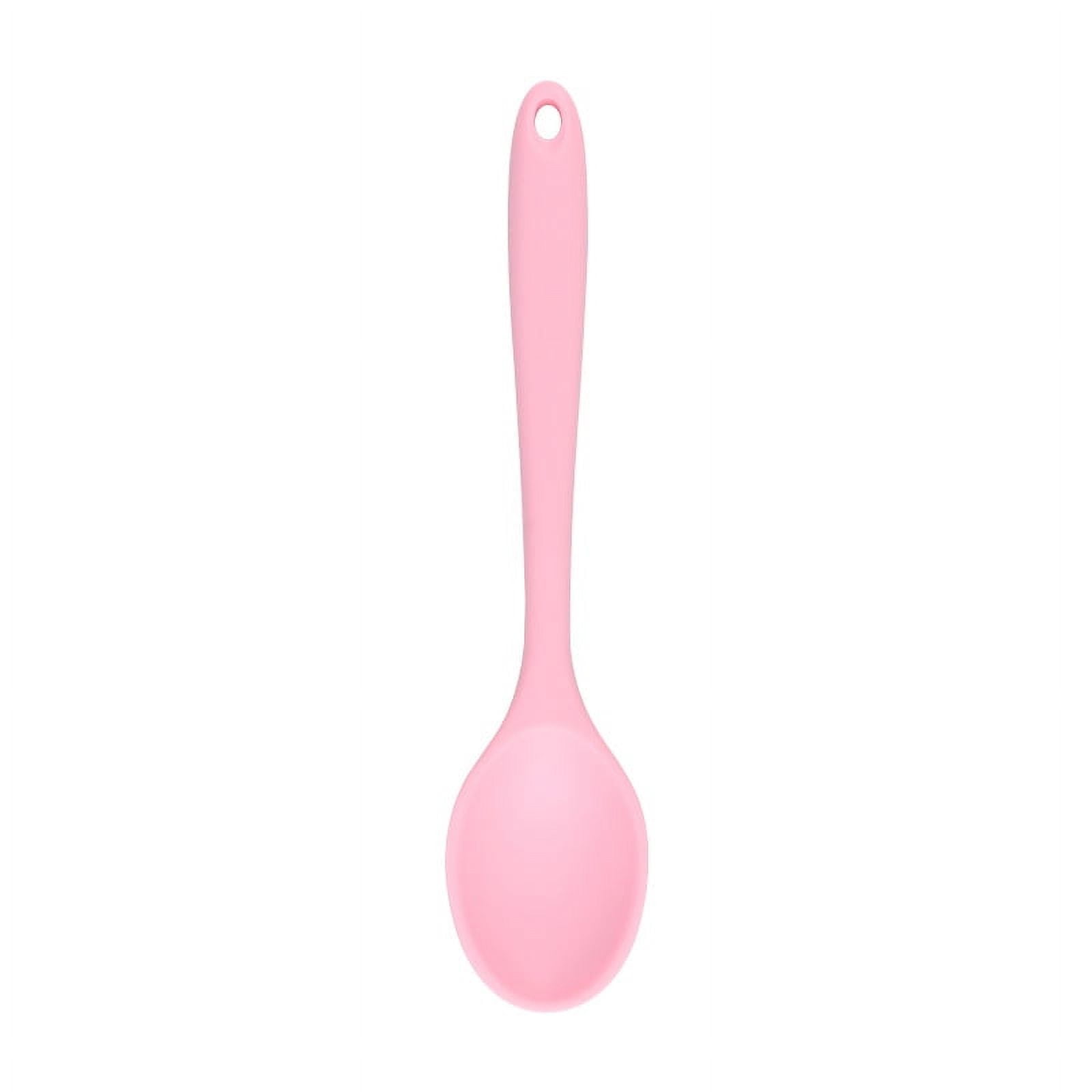 Xmhytop Cucharas De Silicona , Cucharas De Silicona Rosa De 2 Piezas Para Comer, Cuchara De 20.4x4.4cm Para Cocina, Comedor, Cocina Y Hornear
