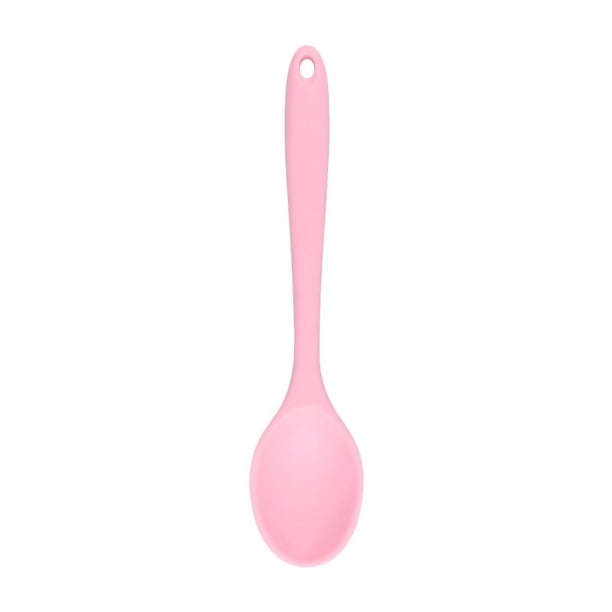 XmhyTop Cucharas de silicona , cucharas de silicona Rosa de 2 piezas para comer, cuchara de 20.4x4.4cm para cocina, comedor, cocina y hornear