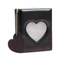 Magideal - Lindo Mini Álbum Carpeta De Tarjetas Amor Corazón Hueco Con Corazón Colgante Tarjetero Bolsa Color 3 Pulgadas Foto Tarjetero Para Niña , Negro