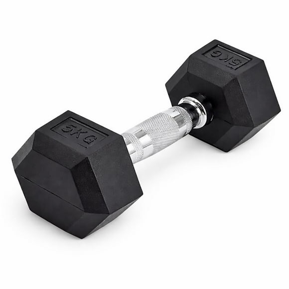 Mancuerna Profesional Hexagonal 5kg caucho acero Fitness