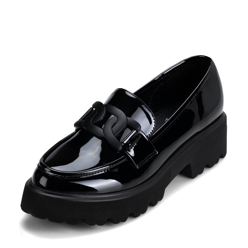 Mocasín Charol Plataforma Negro Casual Mujer Weide Qiu288