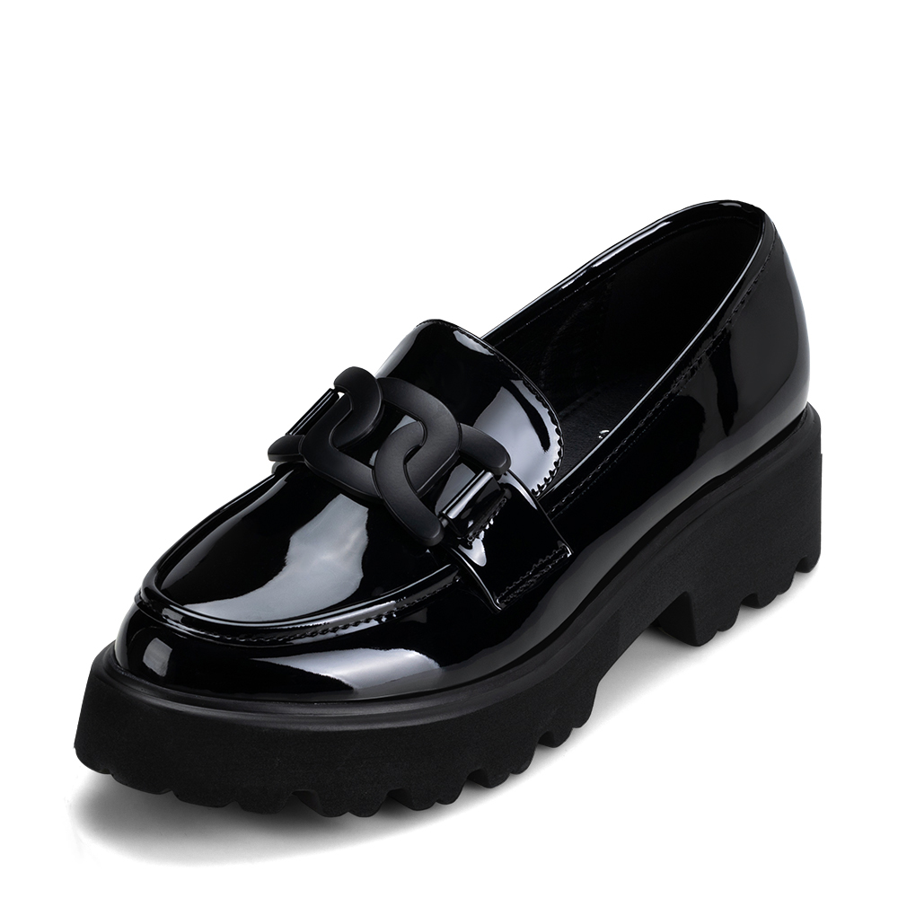 Mocasín Charol Plataforma Negro Casual Mujer Weide Qiu288
