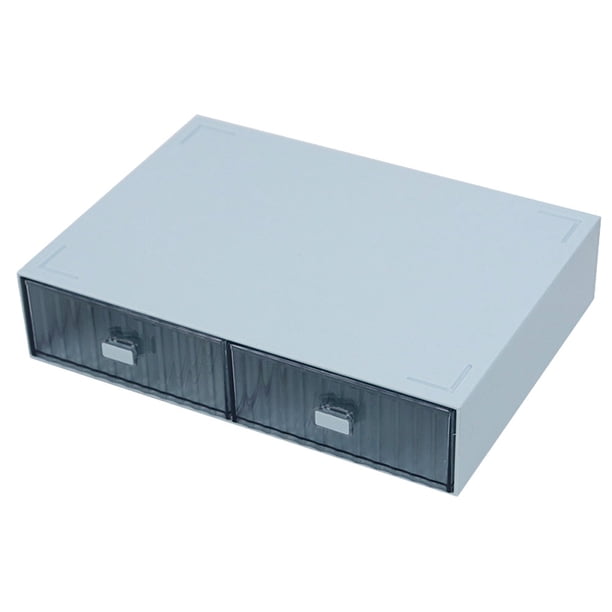 Organizador de cajones de escritorio, apilable, de ABS, para oficina, escuela y hogar, 2 cajones, 23 x 16,5 x 5 cm