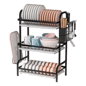 Genérico - Escurridor Platos Metal 3 Niveles Con Bandeja