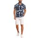 thumbnail image 2 of INSPIRE CHIC Camisas Hawaianas de Hombre de Manga Corta con Botones y Cuello de Campamento con Estampado de Hojas L Azul Marino, 2 of 5