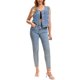 thumbnail image 2 of Chaleco de Mezclilla para Mujer INSPIRE CHIC con Botones, Sin Cuello, Lavado y Desgastado, Sin Mangas, Chaquetas de Mezclilla L Gris Azul Claro, 2 of 6